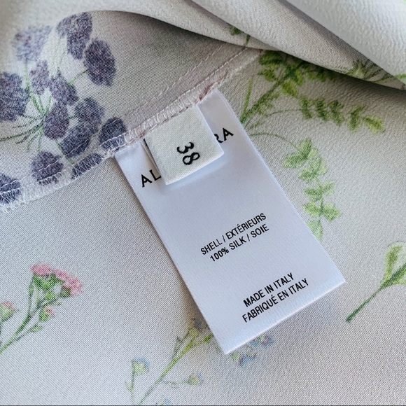 ALTUZARRA Christina Floral Georgette Print Silk Bell-Sleeve Lilac Blouse Size 38 - Picture 9 of 13
